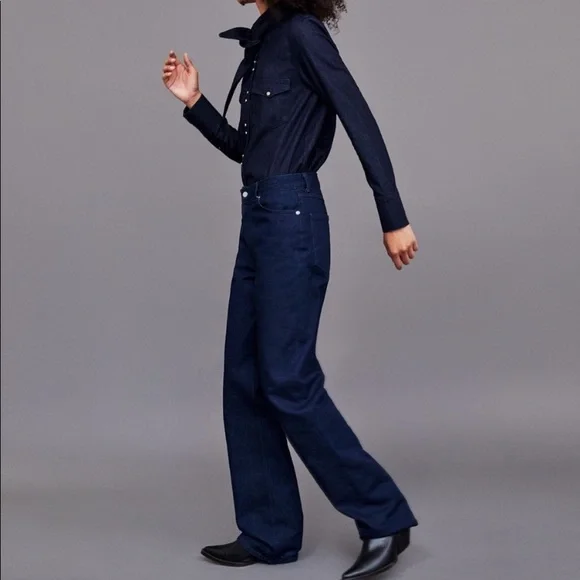 ZARA Heritage Straight Sunset Blue Denim Jeans 2 - Picture 8 of 14